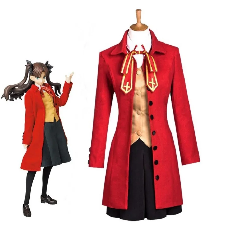 

Anime Fate Stay Night Cosplay Rin Tohsaka Costumes Halloween Costume For Women Trench Coat Vest Skirt Full Set Cosplay Costume