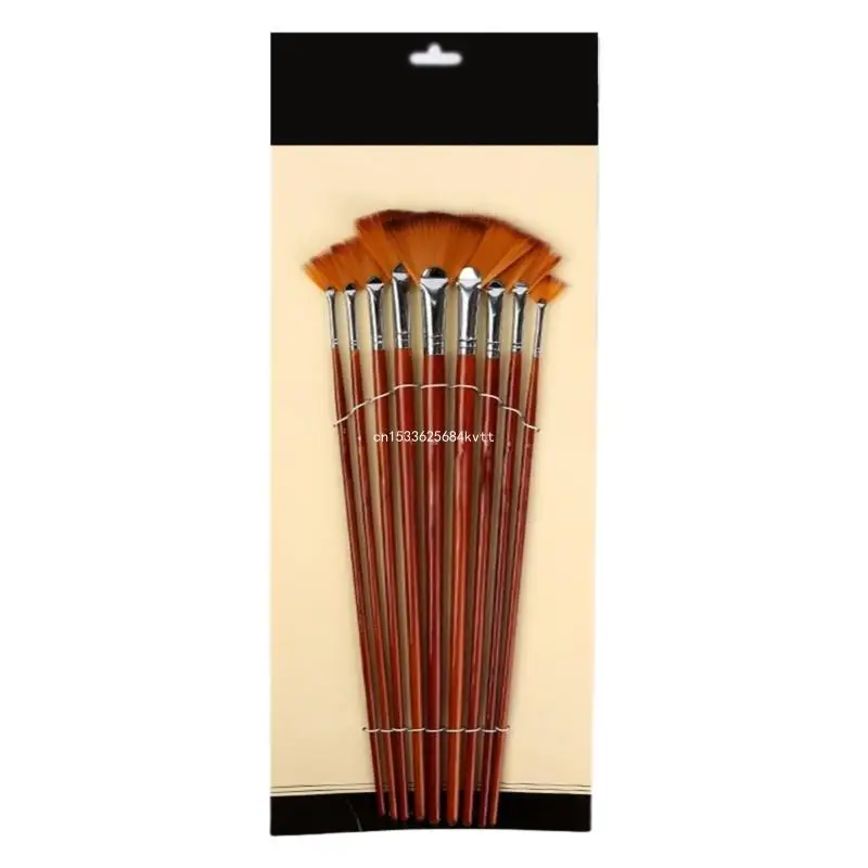 9Pcs Professional Watercolor Paint Brush Fan Tip for Acrylic Watercolor Gouache Dropship