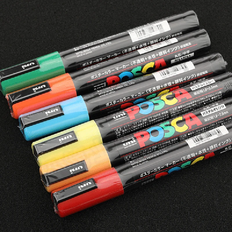 Markers Pen 1pcs UNI Posca PC-5M POP Poster Water-based Advertising Mark Graffiti 1.8-2.5mm Painting Brush Art Supplies
