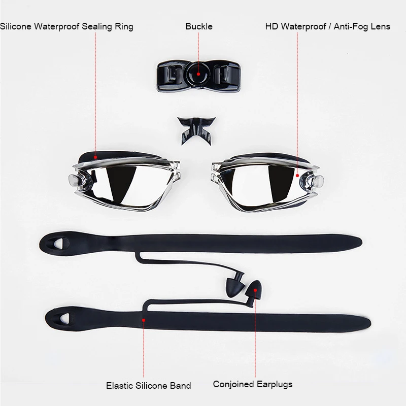 Männer Frauen Myopie Schwimm brille Erwachsene profession elle wasserdichte Beschichtung Anti-Fog UV-Schwimmbad optische Brille Ohr stöpsel Brillen