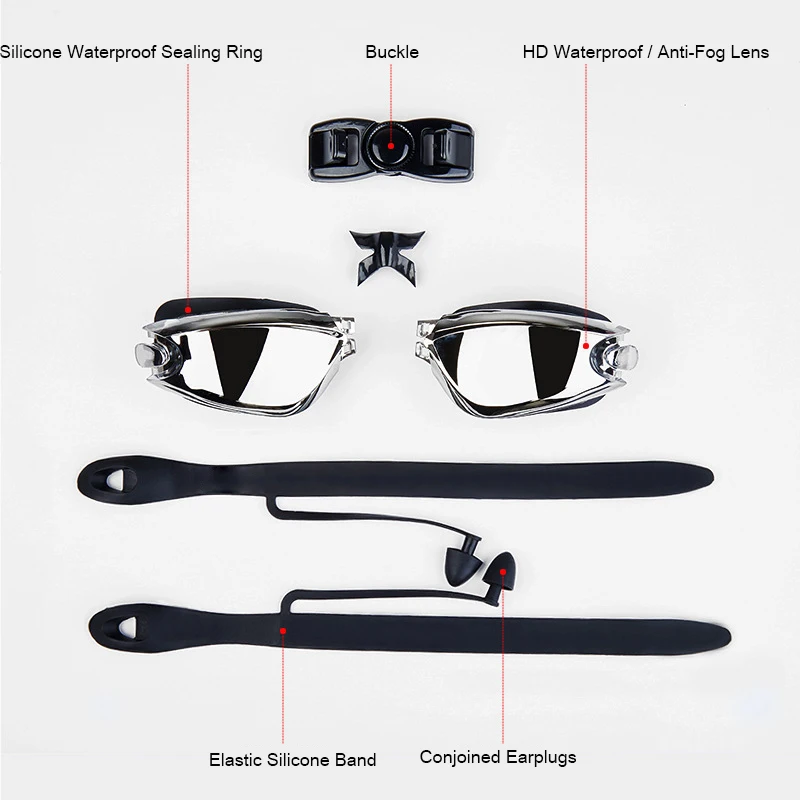 Men Women Myopia Swim Goggles Adults Professional Waterproof Plating Anti Fog UV Swimming Pool Optical Glasses Earplugs Eyewear 3