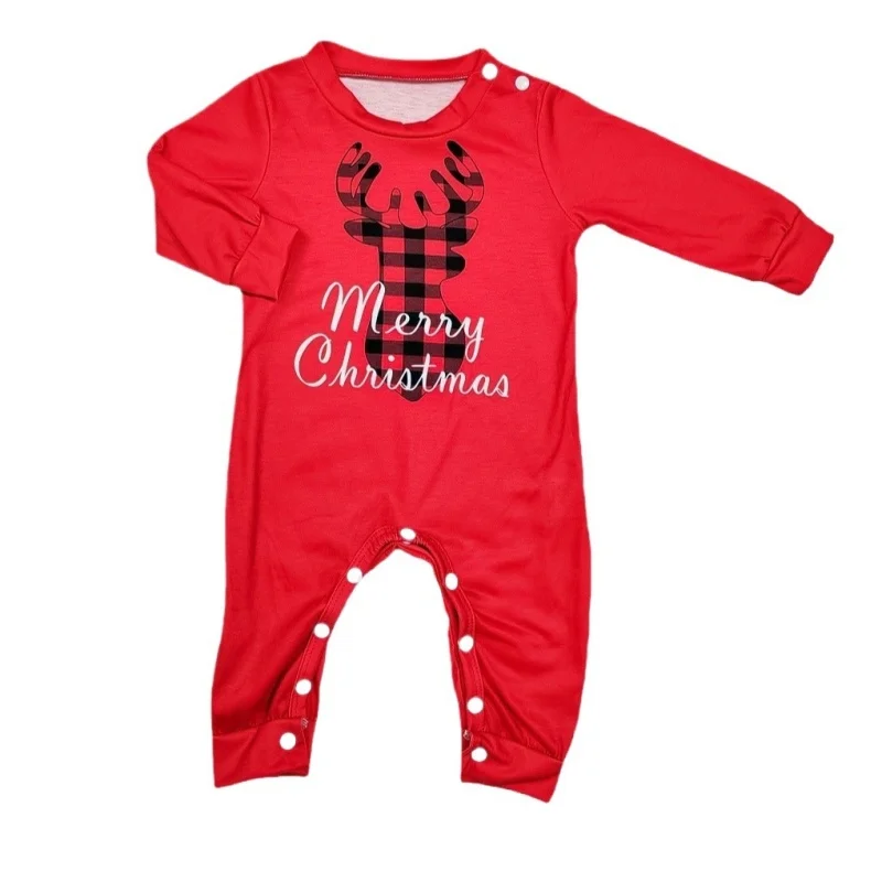 Merry Christmas Pajamas Set Fawn Plaid Print Mother Father Kids Matching Outfits Soft Cute 2pcs Suit Sleepwear Xmas Family Look 6