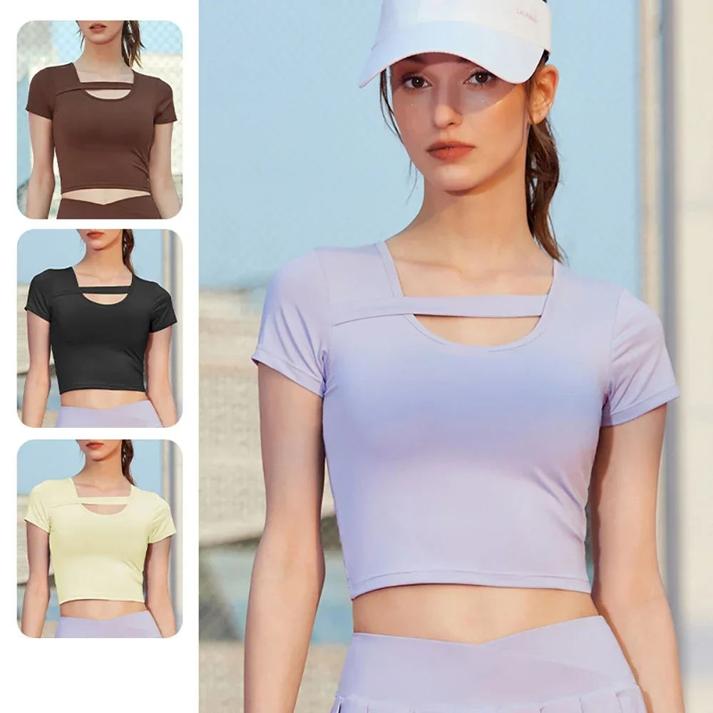 

Women Sports T-shirts Yoga Short Sleeve Women Gym Outfit Fitness Tight Short Quick-drying Running Shirt Gym Workout Top Gym Tops