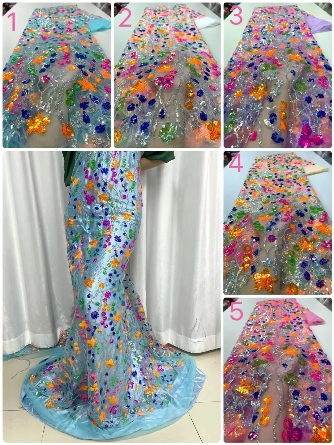 

Exquisite 3D Flowers embroidery French tulle net lace fabric / with beads African lace fabric for Party evening dresses wedding