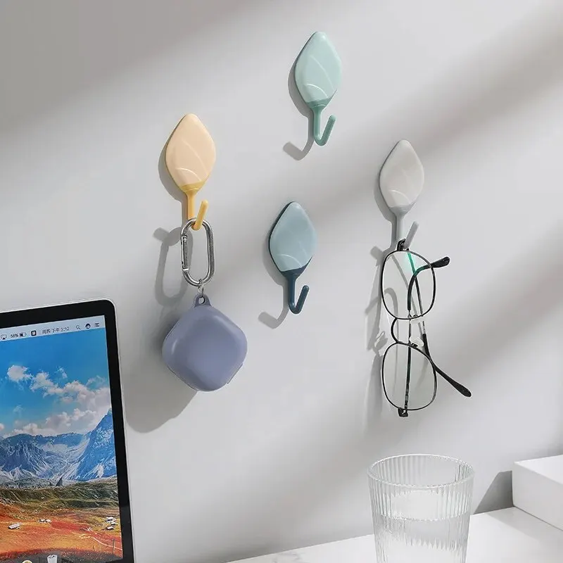 10PCS Modern Minimalist Leaf Hook Kitchen Bathroom Wall Door High Load-bearing Non Marking Strong Non Punching Pon Nail