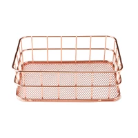 Nordic Gold/Rose Metal Iron Storage Basket Desktop Sundries Organizer Rack Cosmetics Makeup Brushes Holder Jewelry Storage Box 1