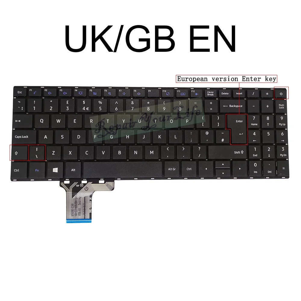 Teclado para Notebook Toshiba Satellite Pro Reino Unido ue Espanhol C50-h C50-j 112 C50-j-110 C50-h-11g 11j 11l 11m C50-h-121 122 117 - Imagem 6
