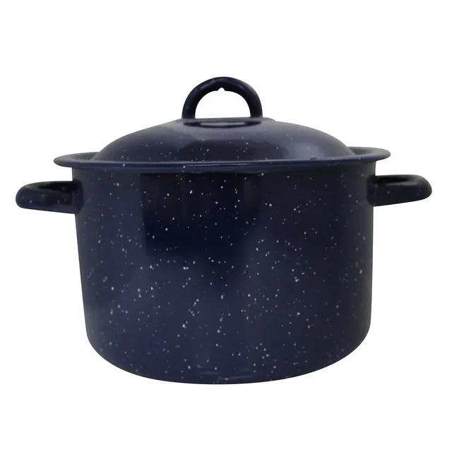 Steel Enamel Stock Pot Double Handles Oven Safe Durable Soup Stews Cooking Heat Efficient