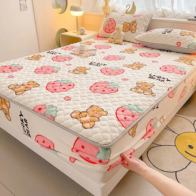 Description Picture 5 of itemBonenjoy Mattress Cover Winter Bed Cover Velvet Bedspread Thickened Bed Linen Warm Bedsheet fundas de colchón (No Pillowcase)