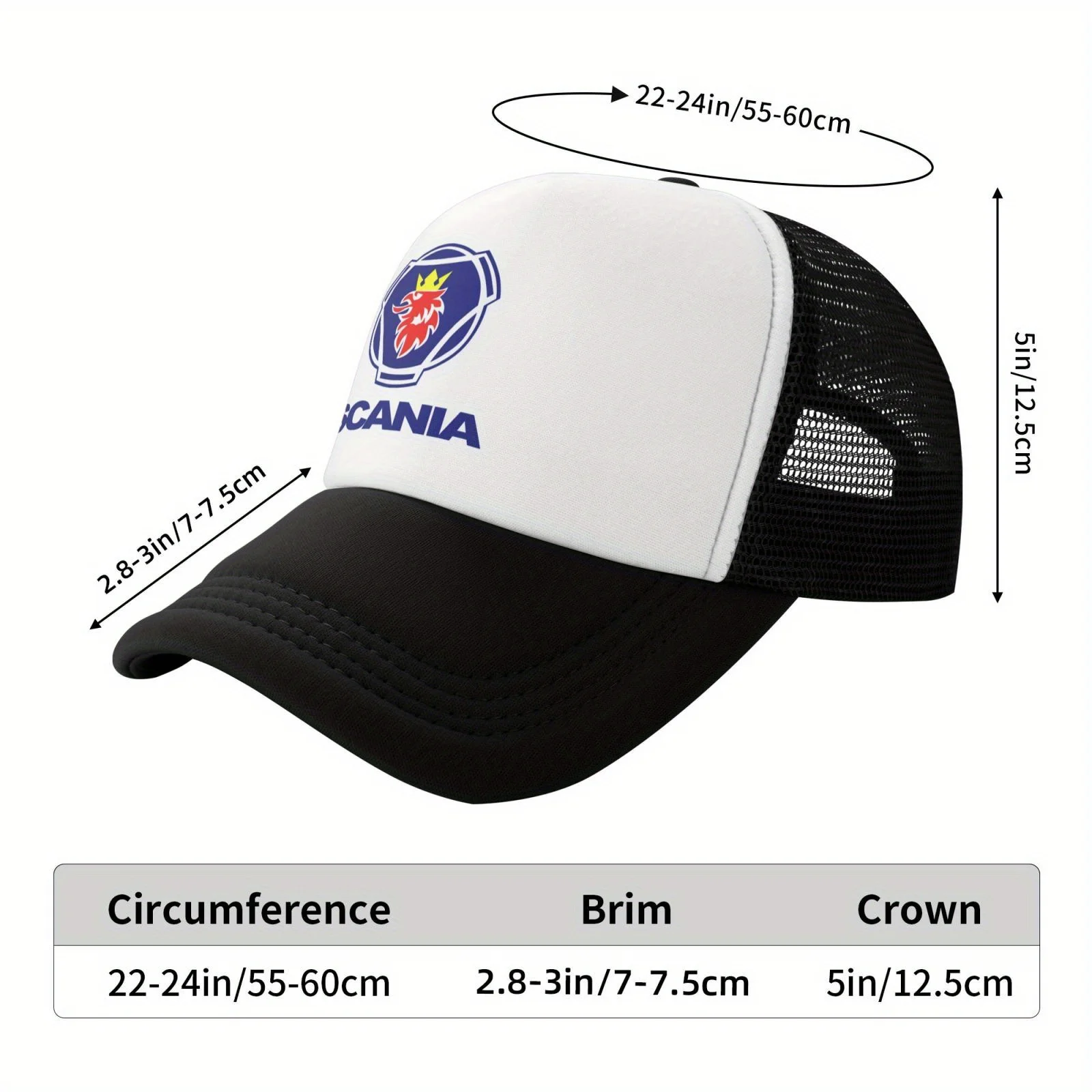 S-Scanias Accessories Mesh Baseball Cap Men Unisex Mesh-Back Breathable Sun-Protective Adjustable Trucker Hat All S 1pc