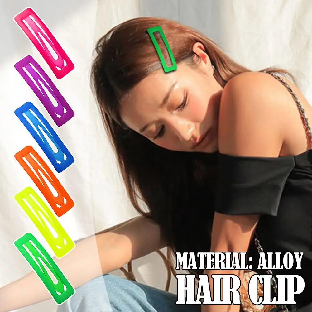 

South Korea Kpop Fluorescent Frosted Color Rectangular Hairpin Broken Clip Accessories Hair Bangs Side Hairpin M0O1