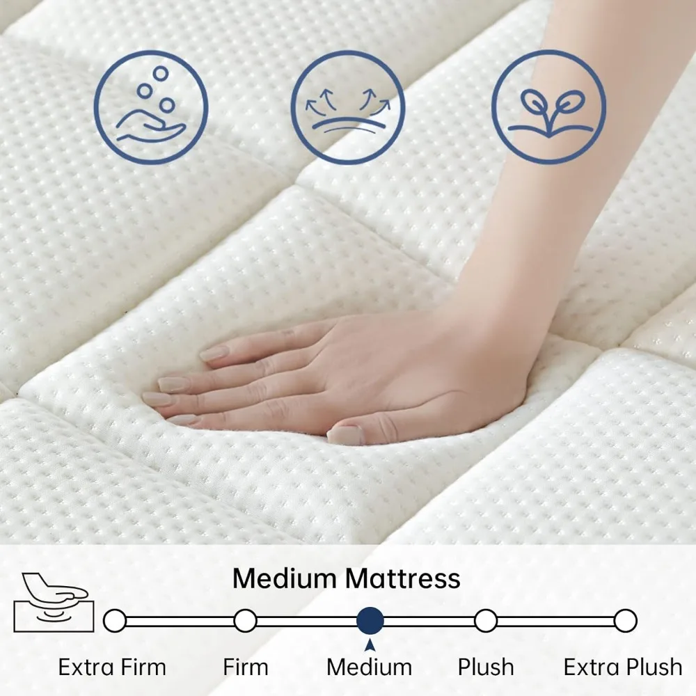 King Mattress 10 Inch, King Size Mattress in a Box, Strengthen Hybrid Size, Ultimate Motion Isolation with Memory