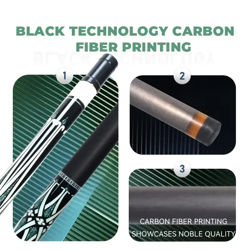 OKHEALING Carbon Fiber Billiards 11.8mm Tip Play Cue 1474mm/58in