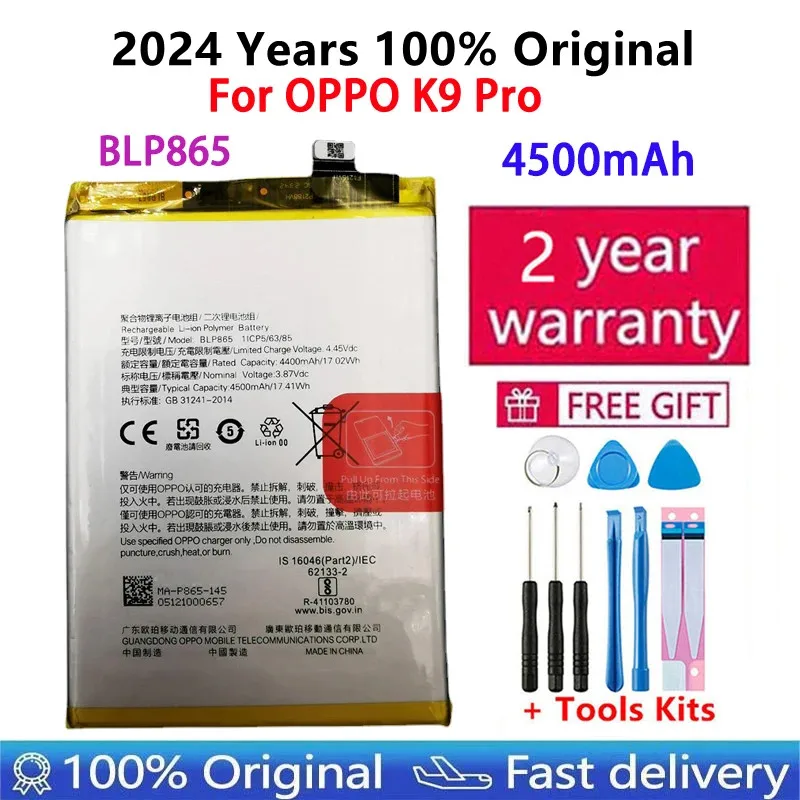 

100% Original New 4500mAh BLP865 Battery For OPPO K9Pro K9 Pro BLP865 Mobile Phone Batteries