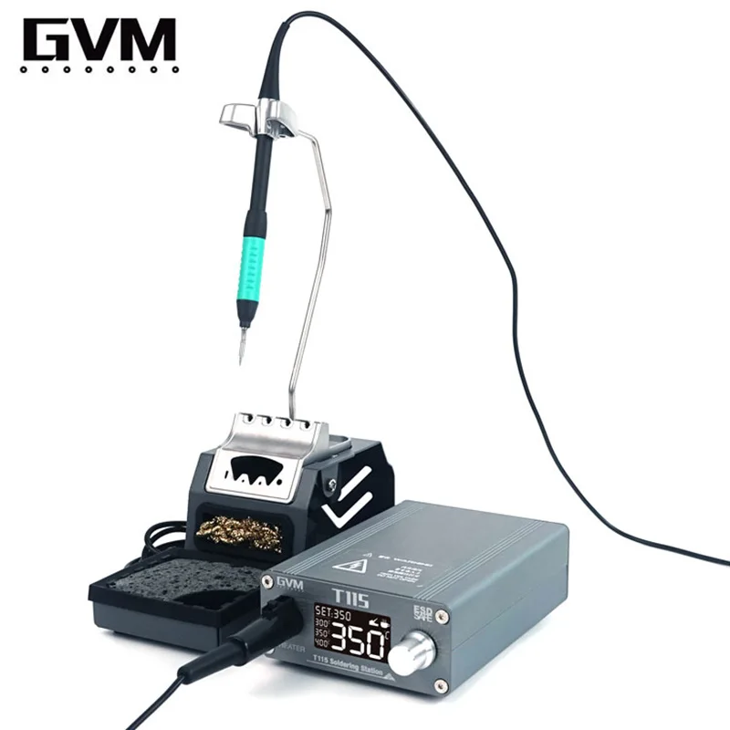 

GVM T115 Mobile Phone Repair Constant Temperature Welding Station 45W 1S Tin Heating Core Soldering Iron Tip 2 In 1 LCD Display