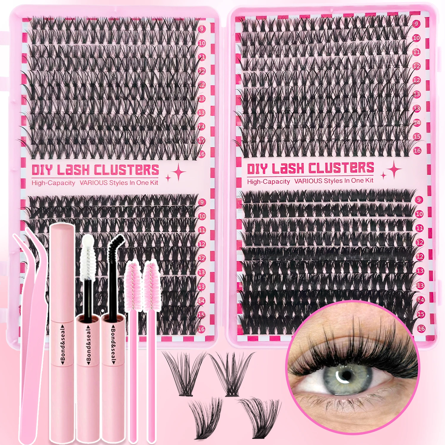 Cluster Lashes Kit 320/600/790 Mix-and-Match Lengths for Daily Party