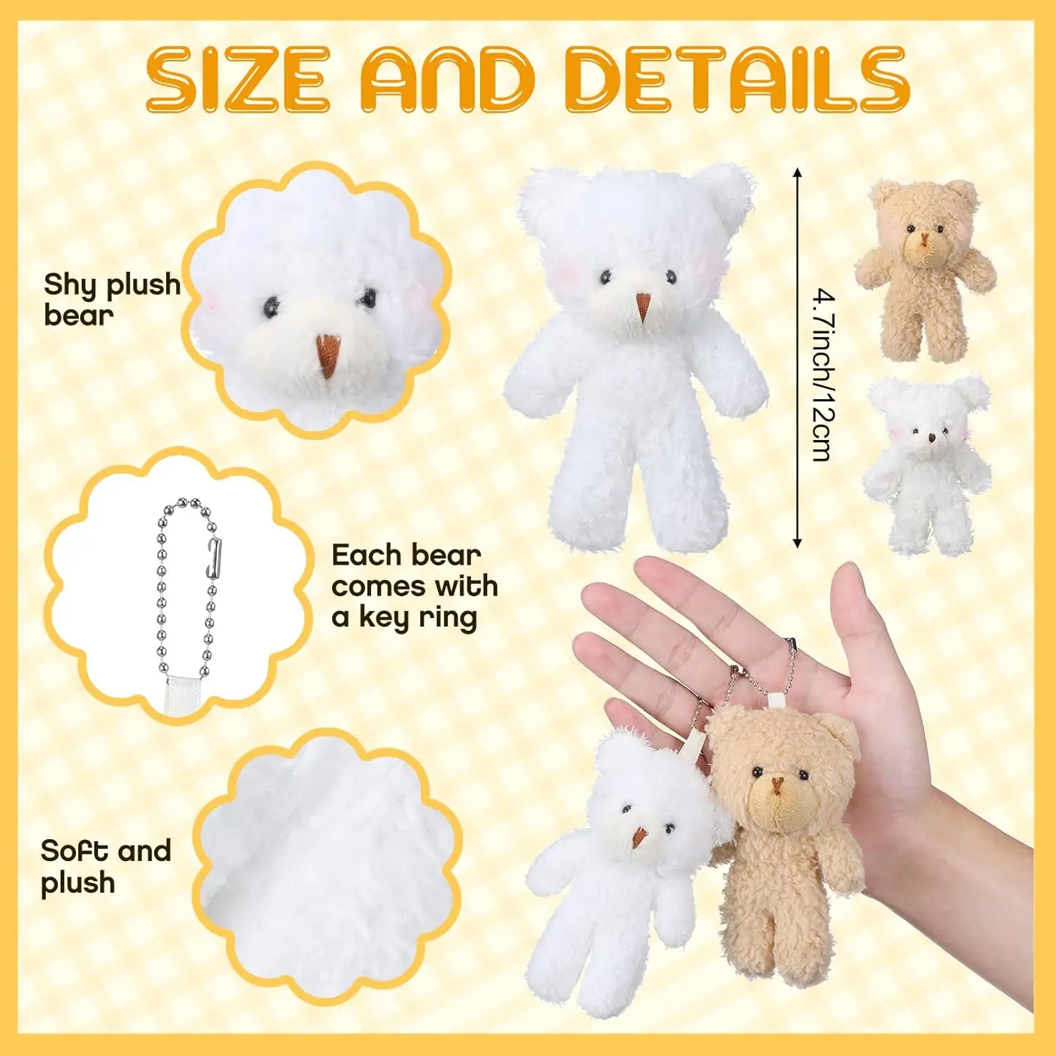 Teddy Bears Stuffed Plush Toy 10/20/30pcs 4.7In DIY Gift