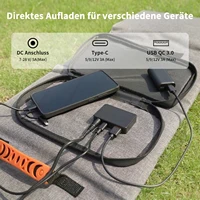 Panneau solaire pliable MHPOWOS 120W avec sorties USB-C/DC, chargeur de batterie portable pour camping en plein air, étanche. 4