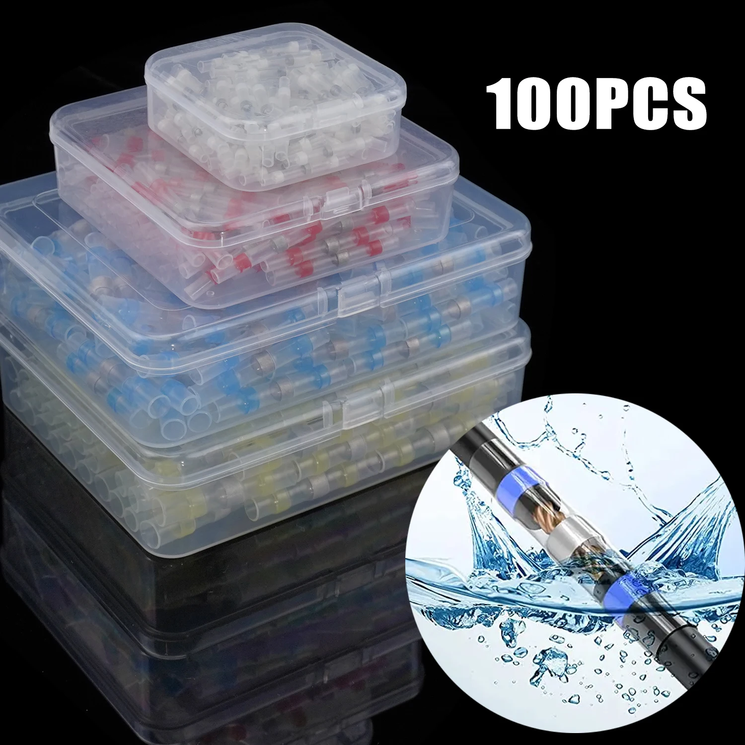 

100PCS Heat Shrink Connectors Sleeve Tube Terminals Electrical Butt Splice Wire Connector Splice Solder Insulated Cable