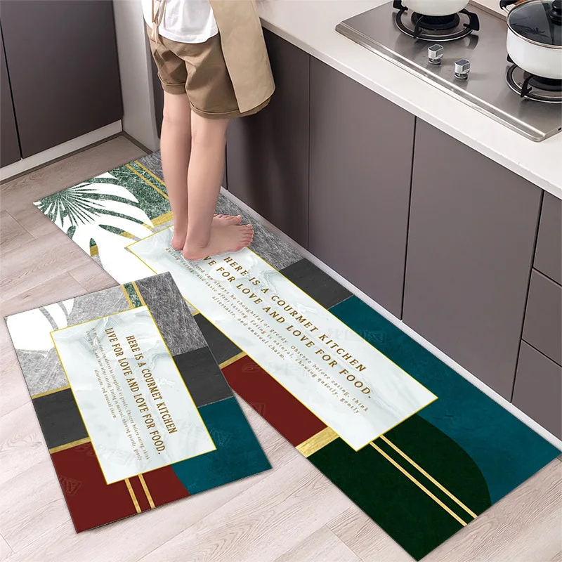 thumbnail image 1 of Alfombra de cocina antideslizante moderna para el hogar, alfombra suave de dibujos animados simple a la moda, alfombra de baño de tira larga, felpudo de entrada lavable y duradero, 1 of 5