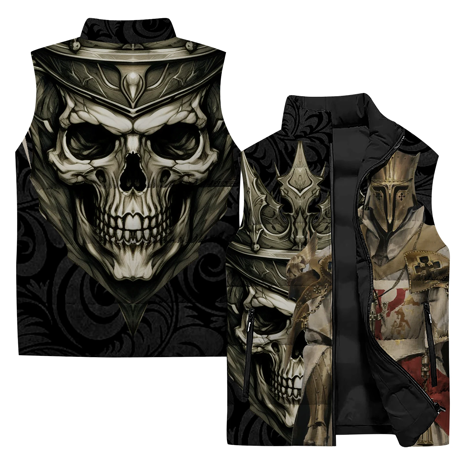 Chaleco táctico con impresión digital 3D para hombre, de alta calidad, asequible, con diseño de esqueleto y calavera, moderno, chaquetas de invierno para hombre, duraderas y de hueso