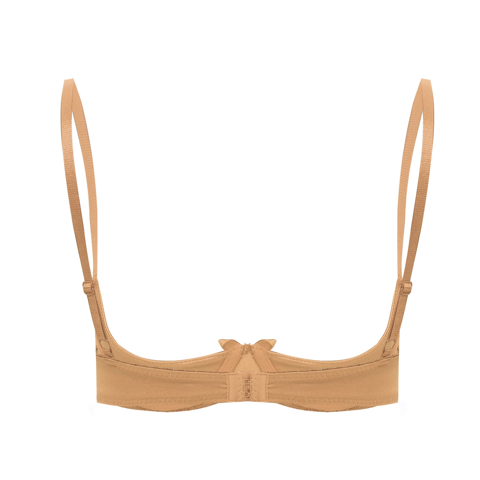 Women Bra Satin Underwire Half Cup Bow Push Up Balconette Adjustable Spaghetti Straps