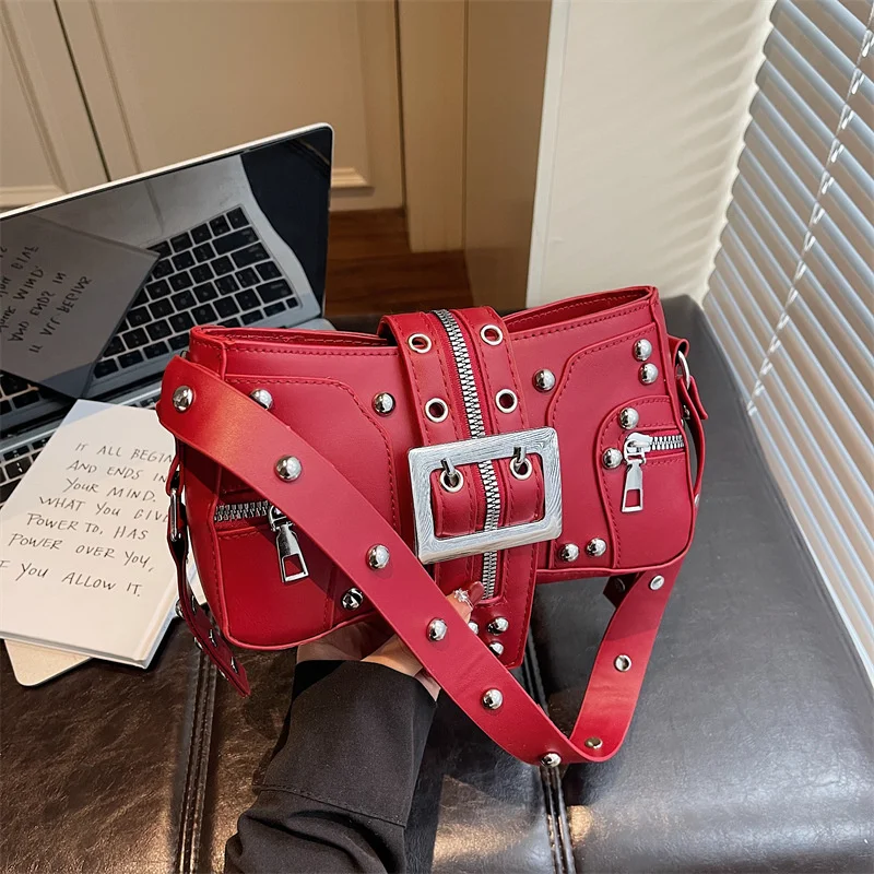 Borsa a Tracolla da Donna Stile Punk, Borsa a Spalla in Pelle PU con Borchie, Piccola Borsa Trendy Sottobraccio, Bolso Mujer, Сумка