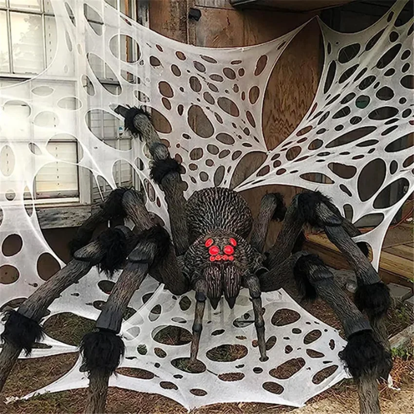 Wymulot Uncut Stretchy Spider Web Halloween Decor - 1000 Sqft Coverage, Includes 10 Ground Nails, DIY Giant Web