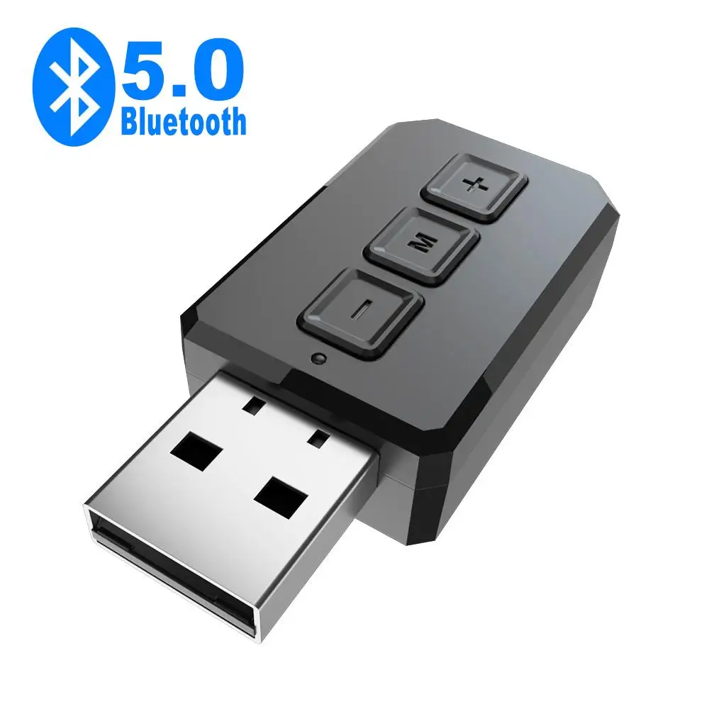 

2 in 1 USB Bluetooth5.0 Receiver Transmitter 10M Car Computer TV Phone Stereo Music Adapter support for Windows 7/8 /10/XP