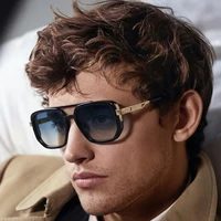 Lunettes de soleil polarisées carrées pour hommes 2026 – Luxe vintage, double pont, verres dégradés, pour la conduite, style rétro, monture plate, pour homme 2