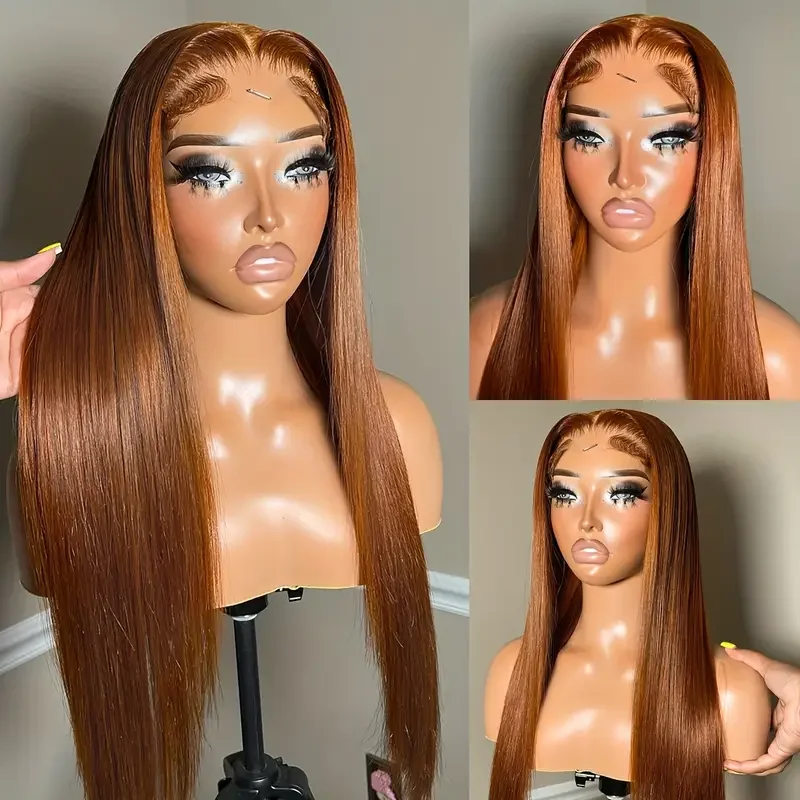 Brown Wig Human Hair Straight Colored Lace Front Wig Pre Plucked 13x4 13x6 Transparent Lace Frontal for Women