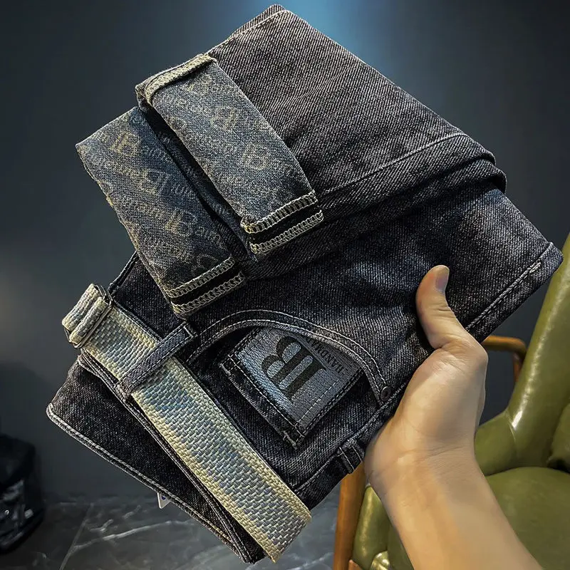 Pantalones vaqueros informales para hombre, cintura alta, holgados, elásticos, a la moda, versátiles, novedad de otoño, marca Premium, adecuado para adolescentes