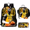 Basketball K-Kobe B-Bryant Child School Backpack 1/3PCS with Lunch Bags ,Pencil Bags School Bags for Boys Girls Best Gift