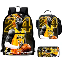 Basketball K-Kobe B-Bryant Child School Backpack 1/3PCS  with Lunch Bags ,Pencil Bags  School Bags for Boys Girls Best Gift