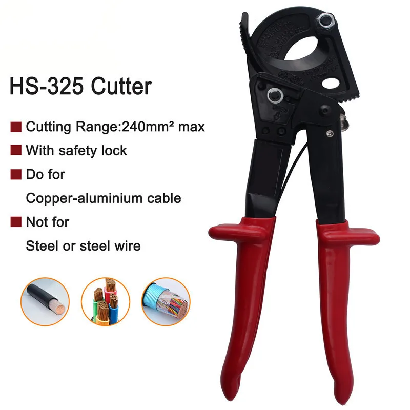 Hand Tool Pliers Ratchet Cable Cutter  Ratcheting Wire Plier Hand Tool Cut Up To 240mm Multifunctional For Electrical