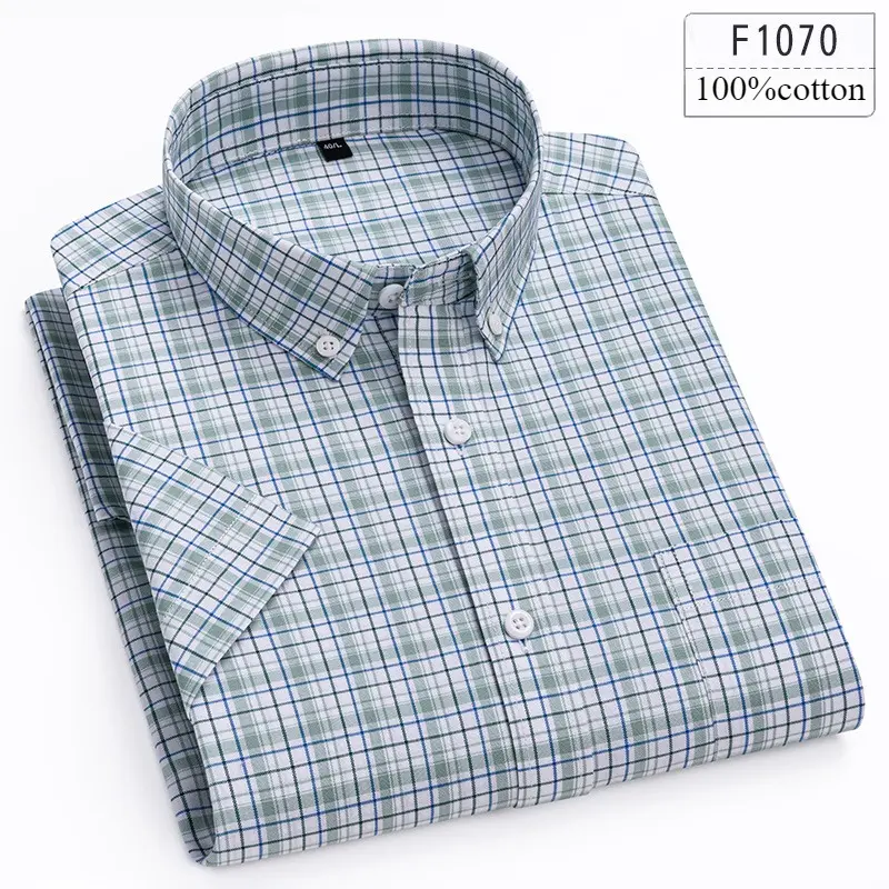 New in Shirt High Quality 100% Cotton Summer Short Sleeve Shirts for Men Slim Fit Casual Shirt Thin Plaid Tops Soft Office Cloth - Image 10