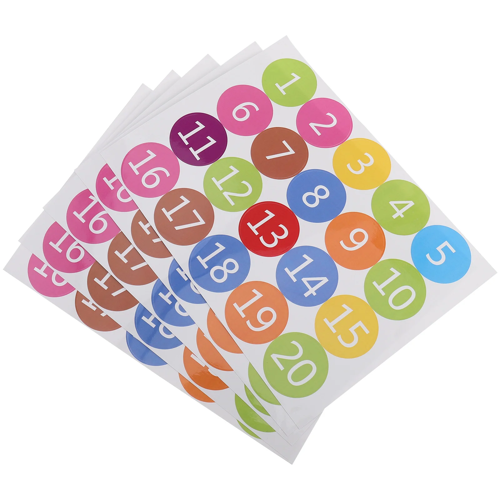 

5 Sheets Round Number Stickers Practical Number Paster Home Decoration