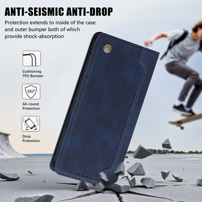 Luxury Magnetic Wallet Phone Case with Card Holder and Book Cover Design