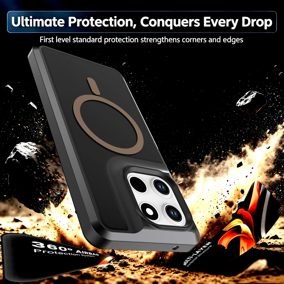 Rugged Dustproof Anti-Drop Outdoor Case with Magnetic Wireless Charging Compatibility