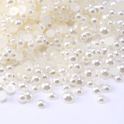 Elegant White/Beige Imitation Pearl Half - Round Beads - 3mm - 1000pcs (Beige)