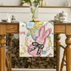 Easter Bunny Floral Bow Rabbits Eggs Linen Table Runner Party Decor Spring Farmhouse Kitchen Table Runner Easter Decorations 2
