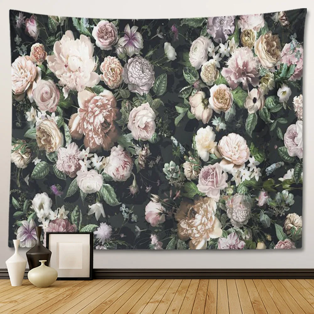 Europa Bloem Vintage Tapestry Retro Plant Thema Muur Opknoping Slaapkamer Decoratieve Wandtapijten Thuis Woonkamer Decoratie