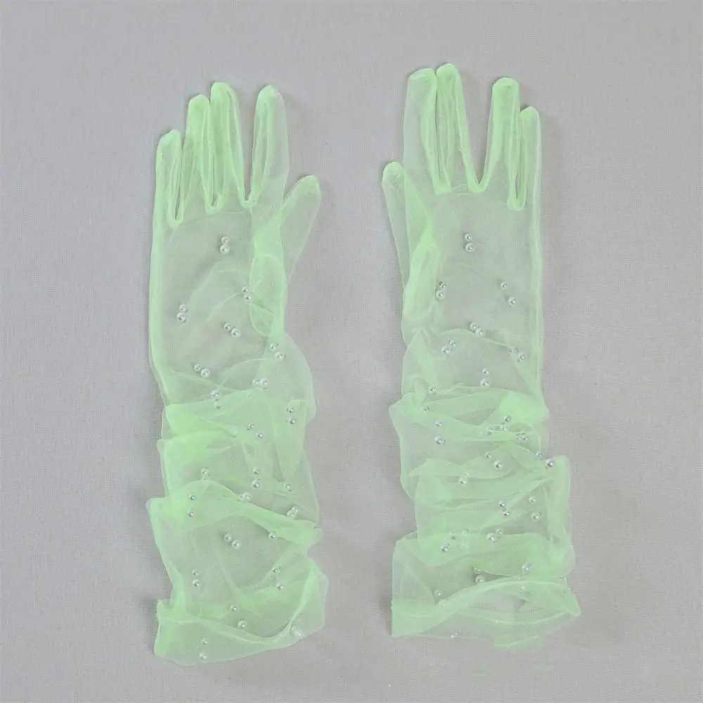 Guantes De Novia De Dedo Simple, Tul Con Apliques ... - Grandado