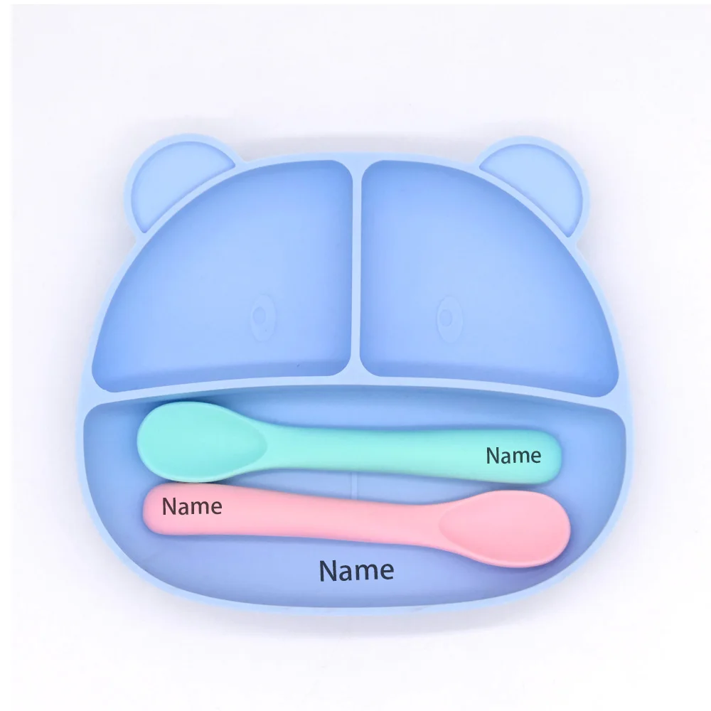 Baby Tableware Bowl Spoon Free Printing Silicone Material Personalized for Boys and Girls Holiday Gift