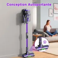 Aspirateur balai sans fil Blossom DSV112A 50000Pa 550W, tube pliable à 180°, écran tactile, autonomie 55 min, brosse anti-emmêlement, filtration HEPA, éclairage LED, aspirateur pour poils d’animaux sols durs tapis 8