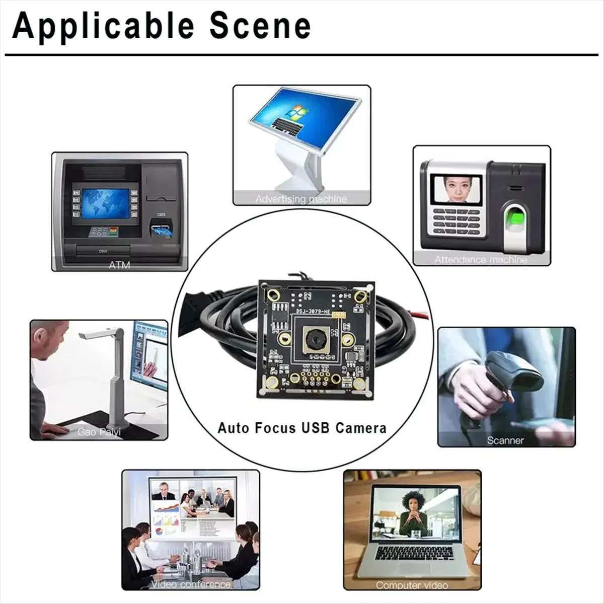 T96C 8MP IMX179 센서 자동 초점 카메라(USB2.0 지원) UVC OTG 플러그 앤 플레이 100도 왜곡 없는 렌즈 4K 웹캠
