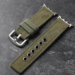 Premium Waterproof and Sweatproof Canvas Strap for 45mm 44mm 42mm (A Silver  buckle)