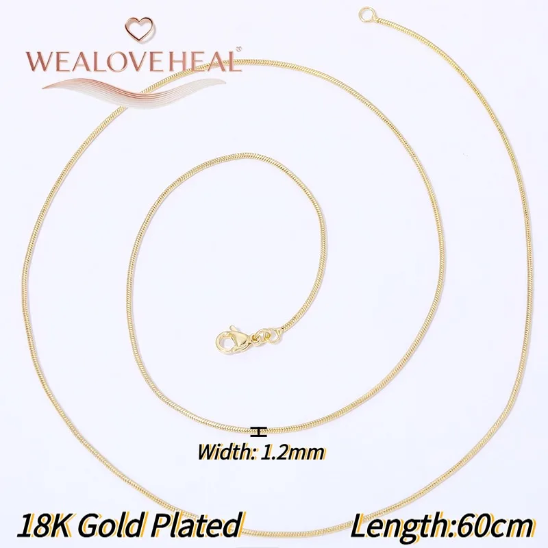 18 Karat vergoldete Messing-Schlangenketten für Damen und Herren, 60 cm lange Ketten für DIY-Schmuckherstellung. – Detail 19