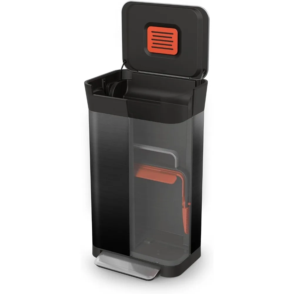 Intelligent Waste Titan Trash Can Compactor Kitchen Bin with Odour Filter, Holds Up to 90L After Compaction, Black, 30L