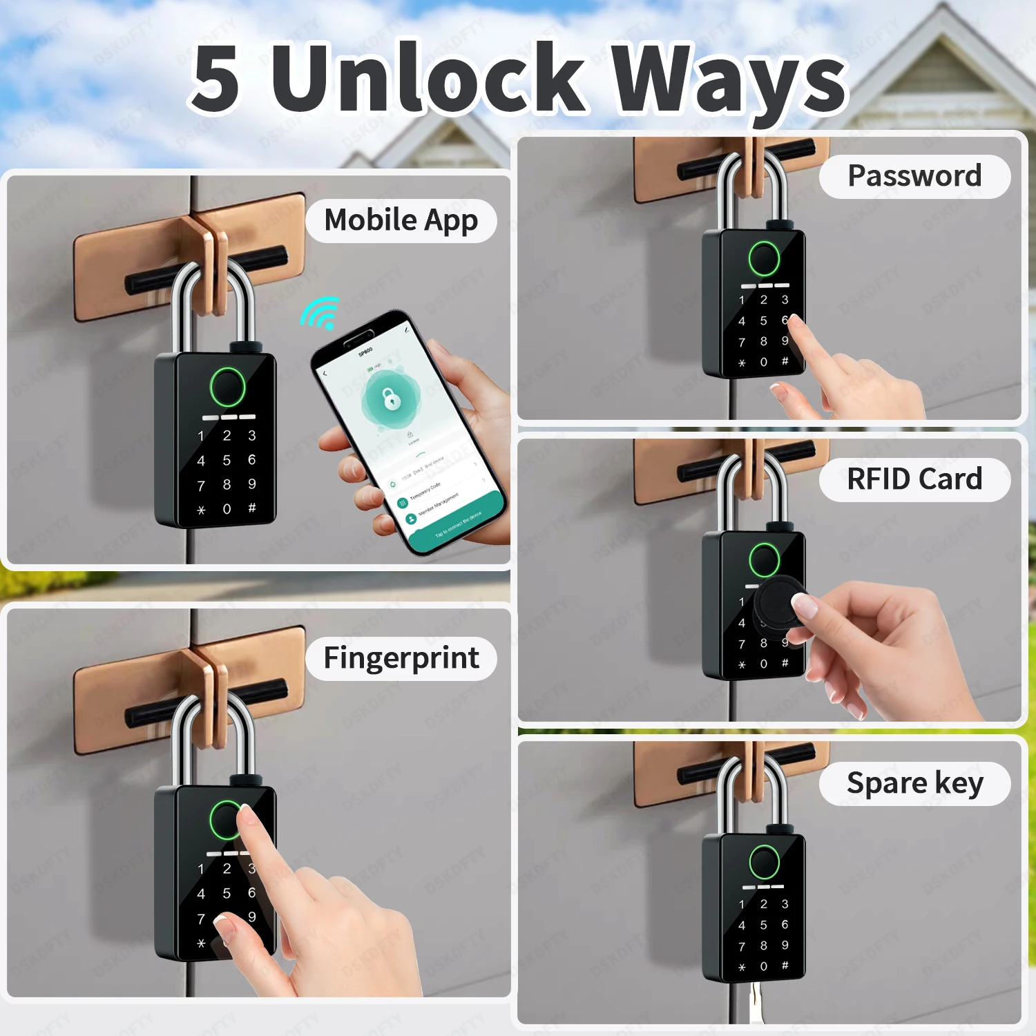 Tuya Password Bluetooth Padlock Touch Screen RFID IC Card Key